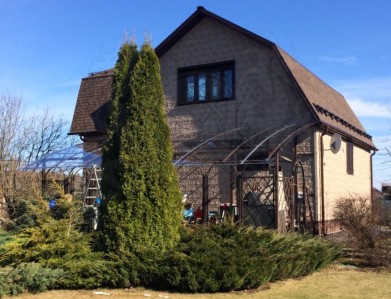 Готовые объекты - Навес из поликарбоната над террасой 